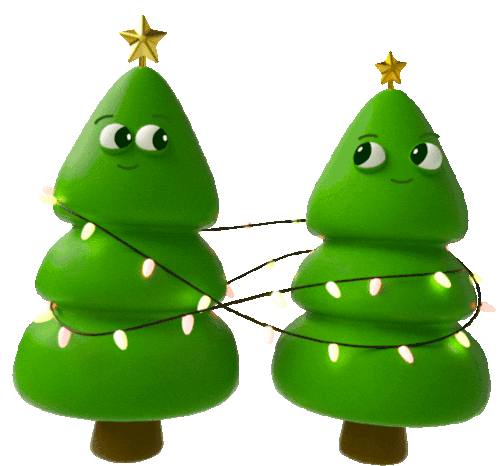 Christmas Trees Lean Towards One Another Sticker - Christmas Cheer Cute Couple Stickers