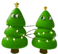 Christmas Trees Lean Towards One Another Sticker - Christmas Cheer Cute Couple Stickers