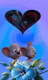a couple of cartoon mice standing next to a flower with anita cruz written below them