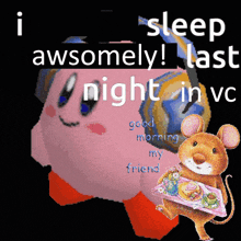 a picture of kirby and a mouse with the words i sleep awsomely