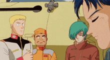 a group of anime characters one of whom has the letters gmc on their jacket