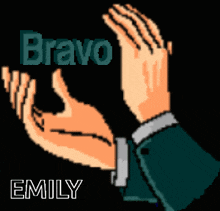 a cartoon of a man giving a high five with the name emily underneath