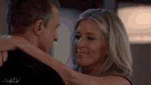 a man and a woman are hugging each other with the words cockpit written in the corner