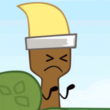 a cartoon drawing of a brush with a sad face on its face