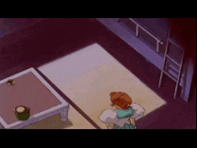 a cartoon of a woman sitting in a living room