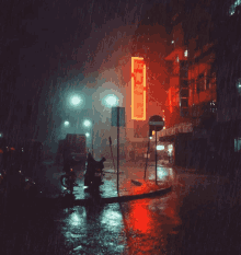 rain aesthetic city neon night
