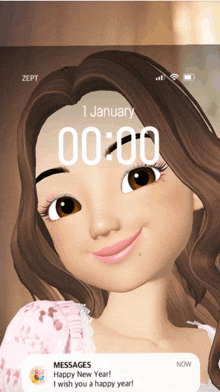 a screen shot of a phone with a cartoon girl on it