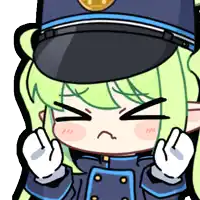 a cartoon drawing of a girl wearing a police hat and gloves