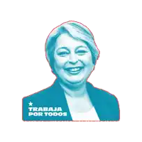 a sticker of a woman with the words trabaja por todos