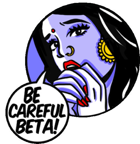 Worried Woman Saying "Be Careful Son" In Hindi Sticker - Obscure Emotions Be Careful Beta Worried Stickers