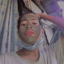 a person with a mask on their face that says ' n95 ' on the bottom