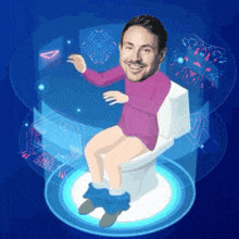 a cartoon of a man sitting on a toilet with his pants down
