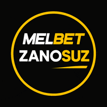 a yellow circle with melbet zanosuz written inside of it