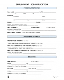 an employment / job application form with a lot of information
