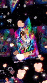 a colorful poster that says ' rockin ' music ' on it