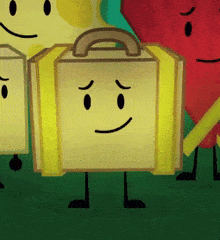 a cartoon drawing of a suitcase with a face