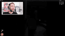 a man is playing a video game with a police department logo on the wall behind him