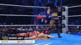 two women wrestling in a ring on saturday june 7th
