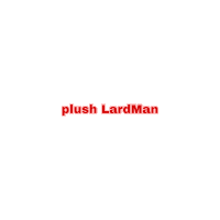 a white background with the words plush lardman in red
