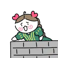 a cartoon drawing of a girl with hearts on her hair