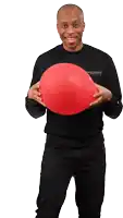 a man holding a red balloon wearing a black sweater that says ghosttrans