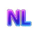 the word nl is written in a purple and blue font .