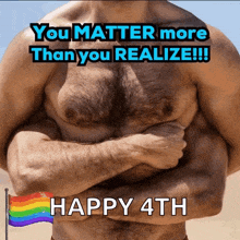 a shirtless man with his arms crossed and the words " you matter more than you realize "