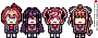 a pixel art of a girl with a bow on her head