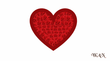 a red heart made of red roses with wan written underneath it
