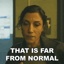 a woman says that is far from normal in front of a computer screen