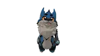 a cartoon drawing of a blue and gray wolf with a white background
