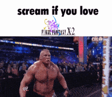 a picture of a wrestling match with the words scream if you love final fantasy x-2