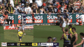 a fox broadcast of a soccer game with a score of 39 to 47