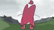 a cartoon drawing of a pink monster with a hat on his head