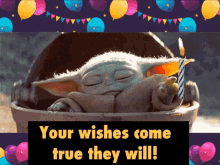 Baby Yoda Happy Birthday GIF - Baby Yoda Happy Birthday Your Wishes Will Come True GIFs