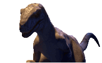 a dinosaur with its mouth open and its tail visible