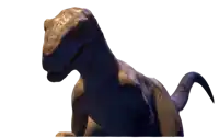 a dinosaur with its mouth open and its tail visible