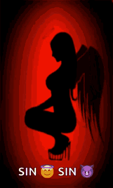 silhouette angel demon wings horn