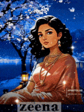 a painting of a woman with the name zeena on the bottom right