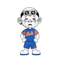 a cartoon character wearing a mets jersey and shorts