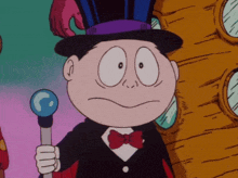 a cartoon character with a top hat and bow tie