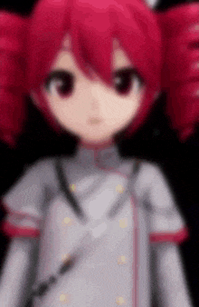 a blurred image of a girl with red hair and a white jacket