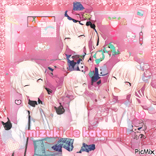 a picture of mizuki de katari with a pink background