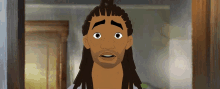 a cartoon of a man with dreadlocks and big eyes