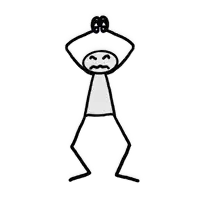 a stick figure with his arms outstretched and a smiling face .