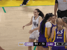 a basketball game between gsv and las is being shown on ion