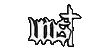 a black and white drawing of the word mist and a cross .