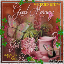 Good Morning Butterflies GIF - Good Morning Butterflies Floral Pink GIFs