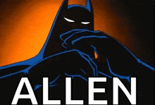 a cartoon of batman covering his face with his hands with the name allen written below him