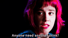 Need Another Drink Pink Hair GIF - Need Another Drink Pink Hair Raised Eyebrow GIFs